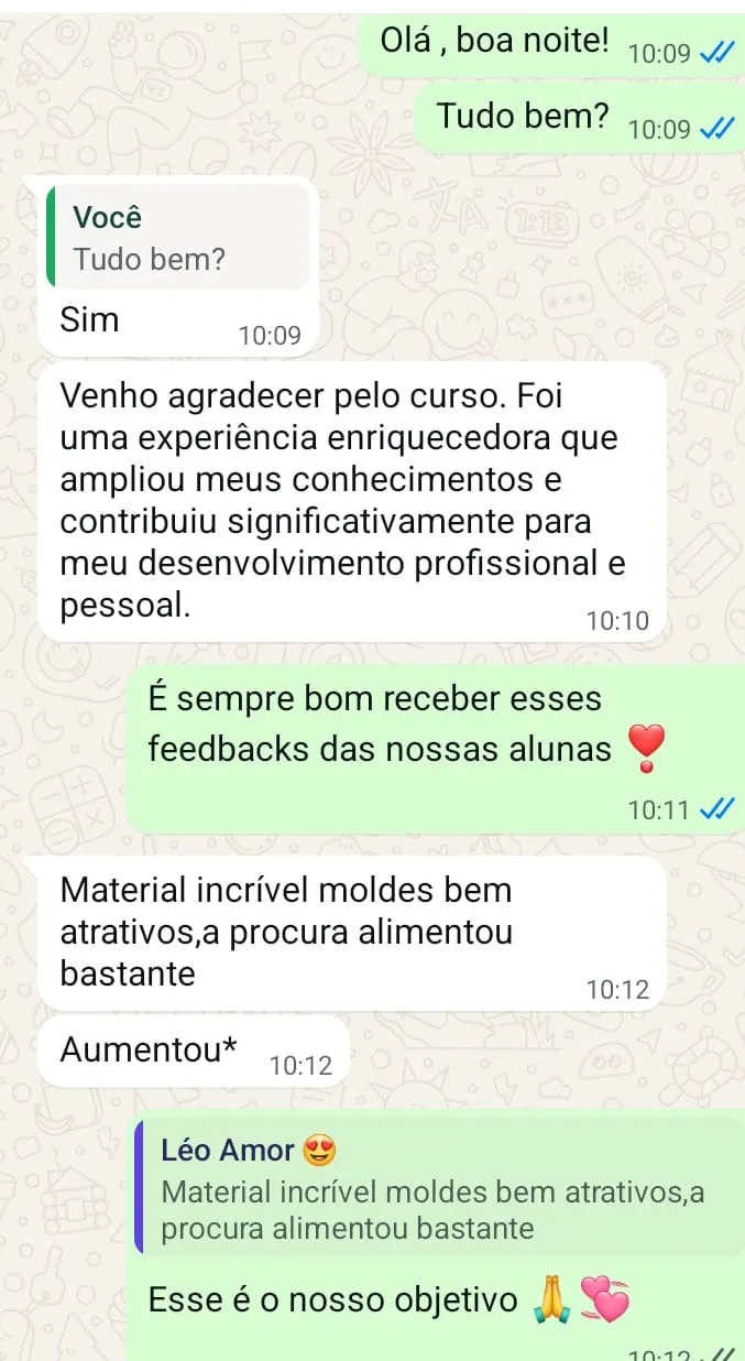 Quinto depoimento original de cliente, recebido pelo WhatsApp